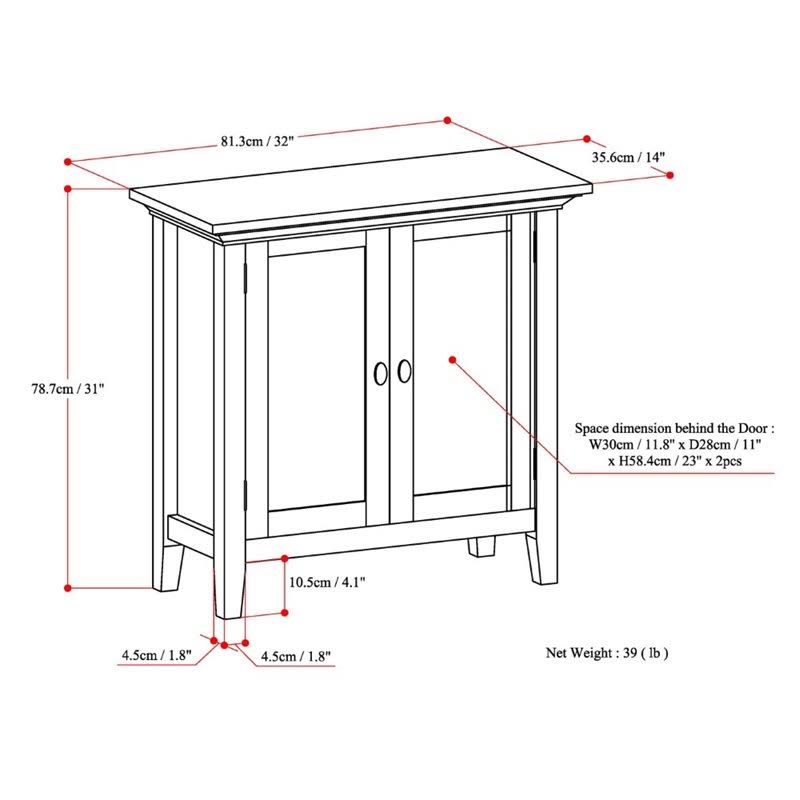 Solid Wood Low Storage Cabinet in Light Golden Brown X825302