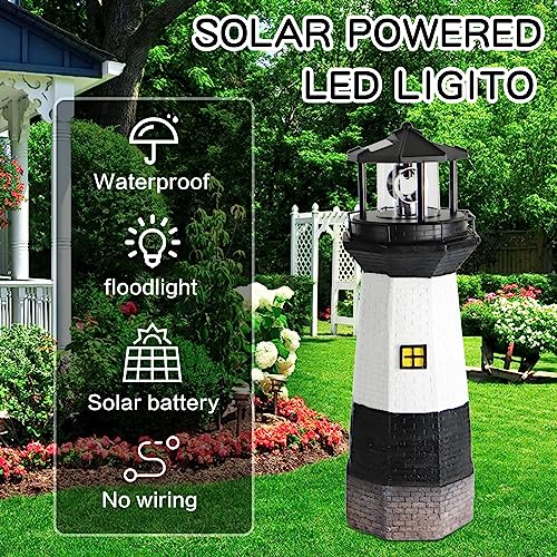 Solar Powered Lighthouse Garden Light with Spinning Light K69402