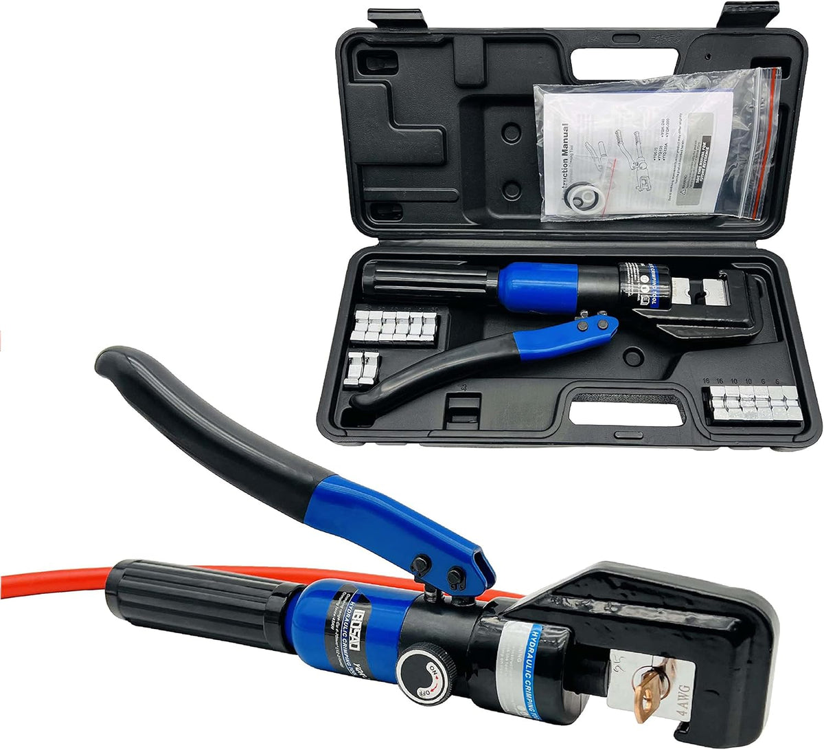 Hydraulic Cable Lug Crimper Tool 12 AWG to 00 (2/0) Electrical Terminal Wire Crimping Plier Kit, Pack of 2 U19732