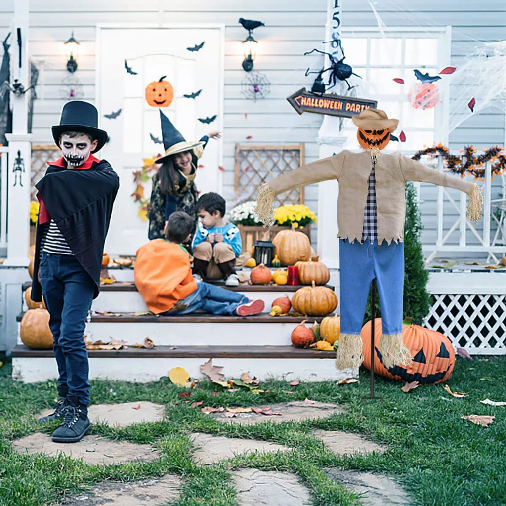 7.5 Feet Halloween Scarecrow Ghost Decorations with Metal Stand A52240