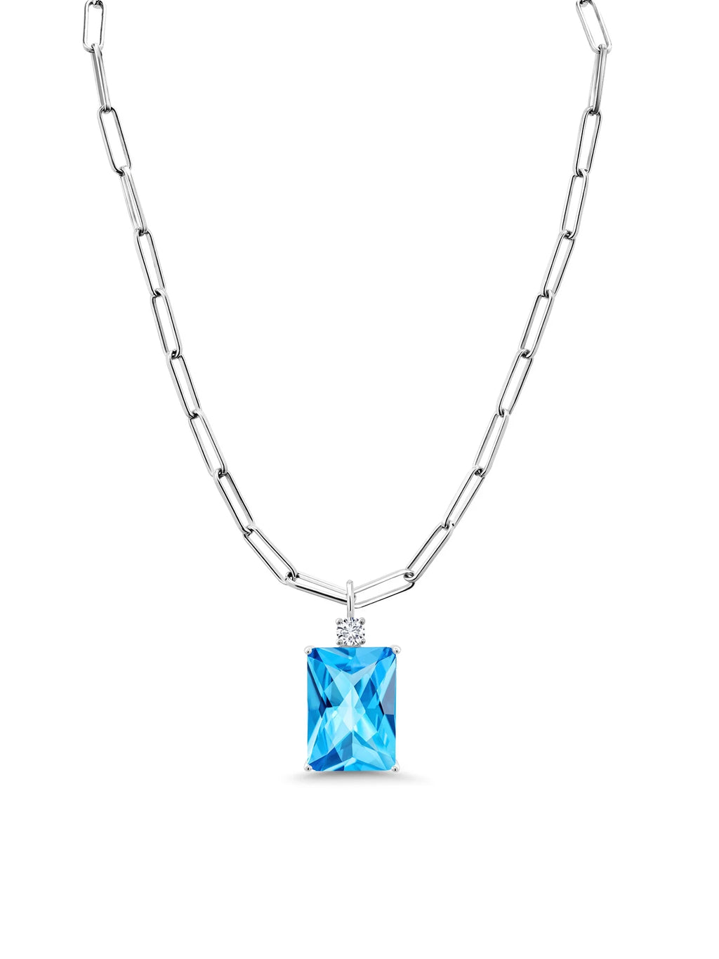 15.27 Ct Swiss Blue Topaz Sterling Silver Pendant with Chain X175783