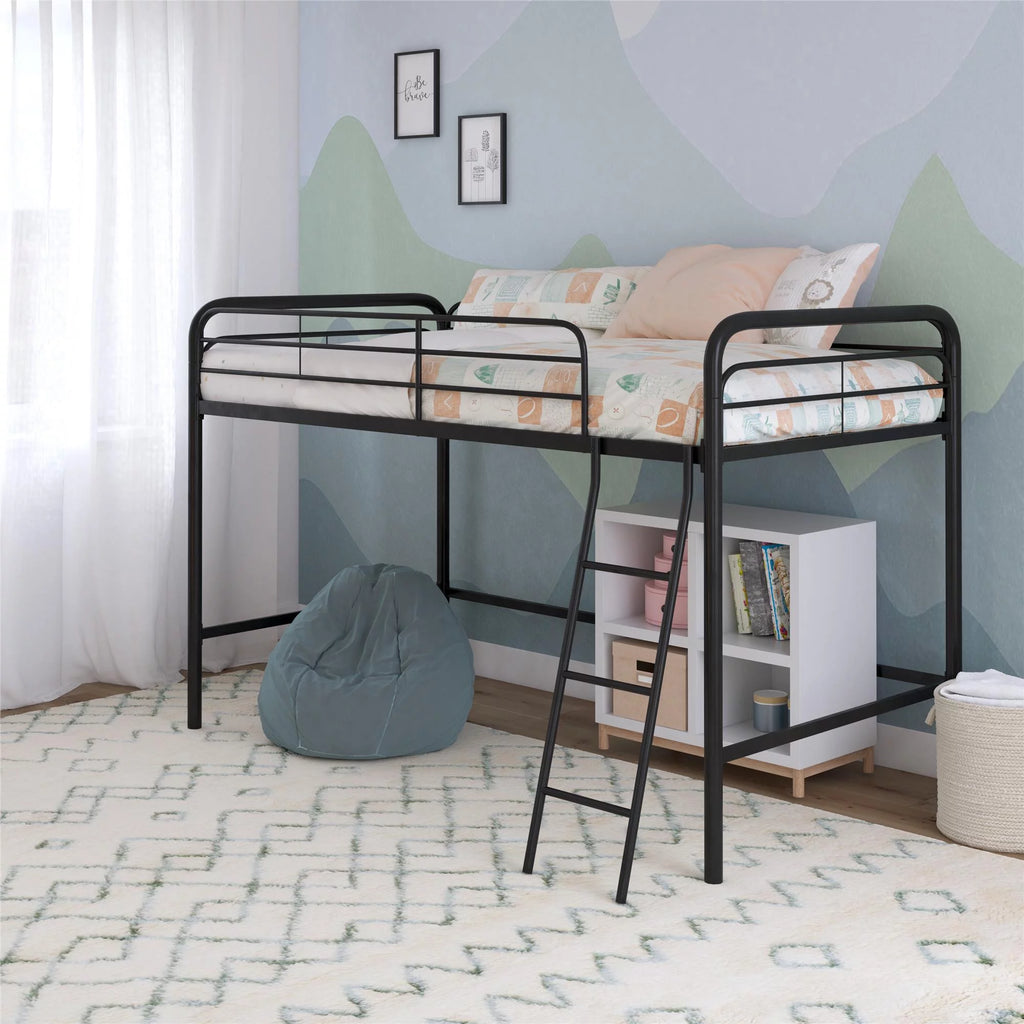 Black Twin Metal Kids Loft Bed Z6670