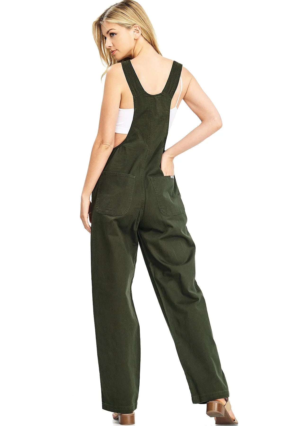 Baggy Straight Leg Twill Overalls P763