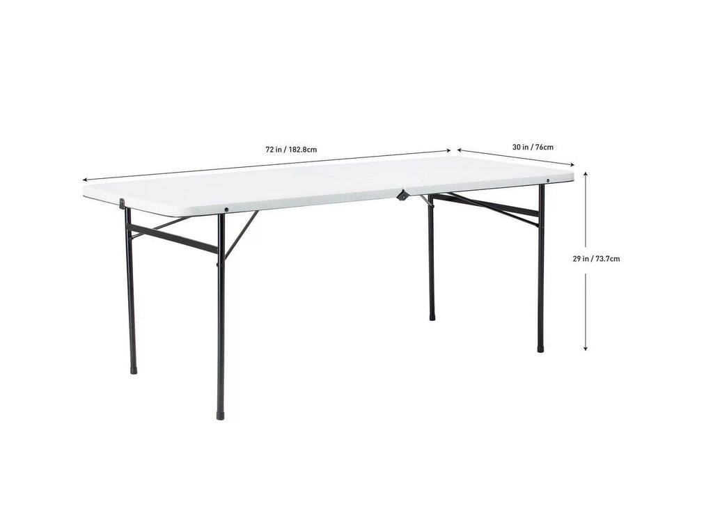 6 Foot Bi-Fold Plastic Folding Table, Black W194