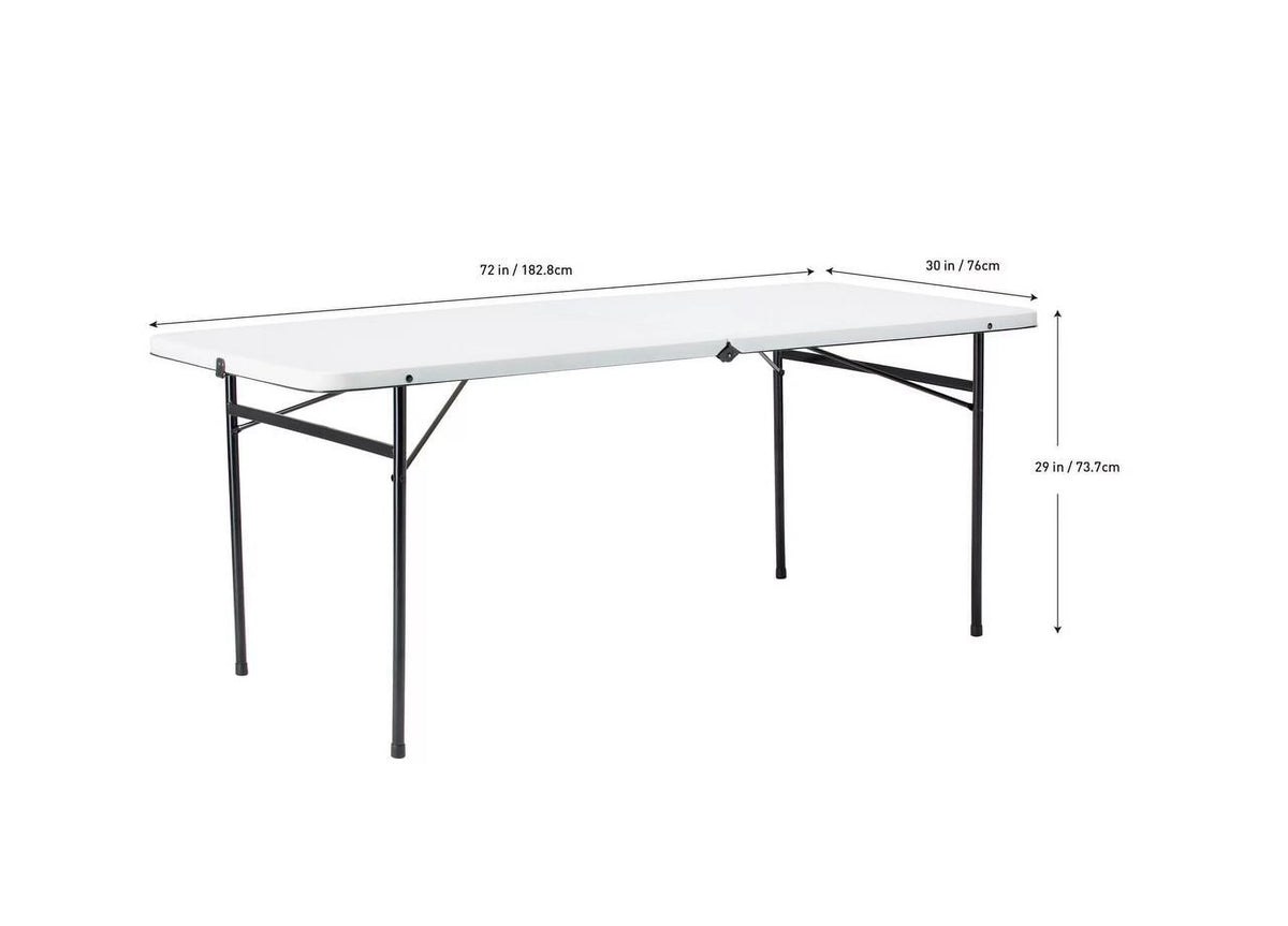 6 Foot Bi-Fold Plastic Folding Table, Black W194