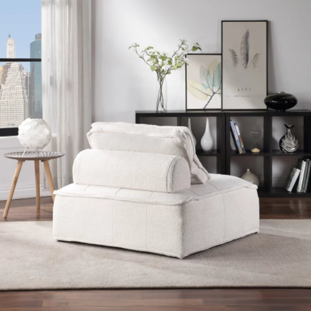 White Lambskin Sherpa Oversized Armless Accent Chair U5477