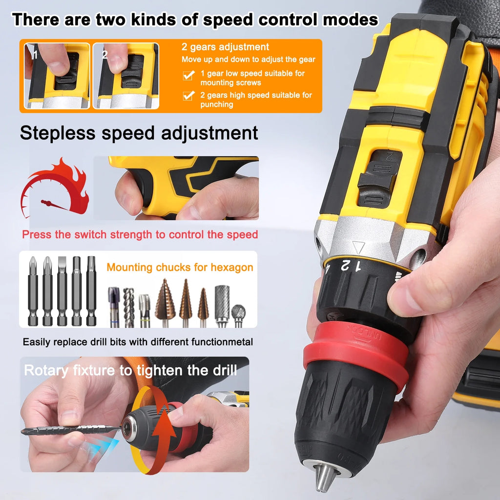 Electric Screwdriver 21V Brushed Motor Drill Set O293915