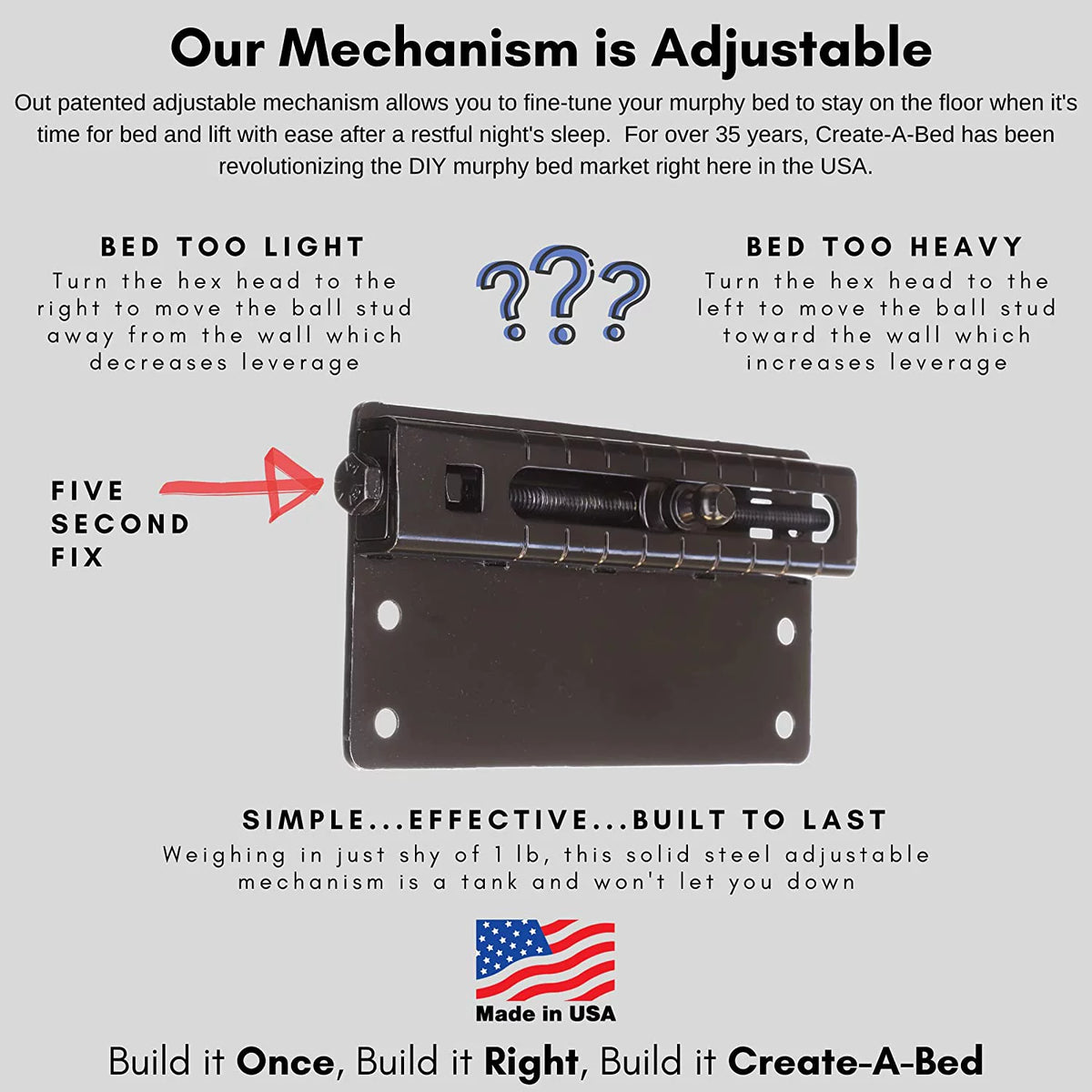Adjustable Full Size Vertical Murphy Bed Kit P77886