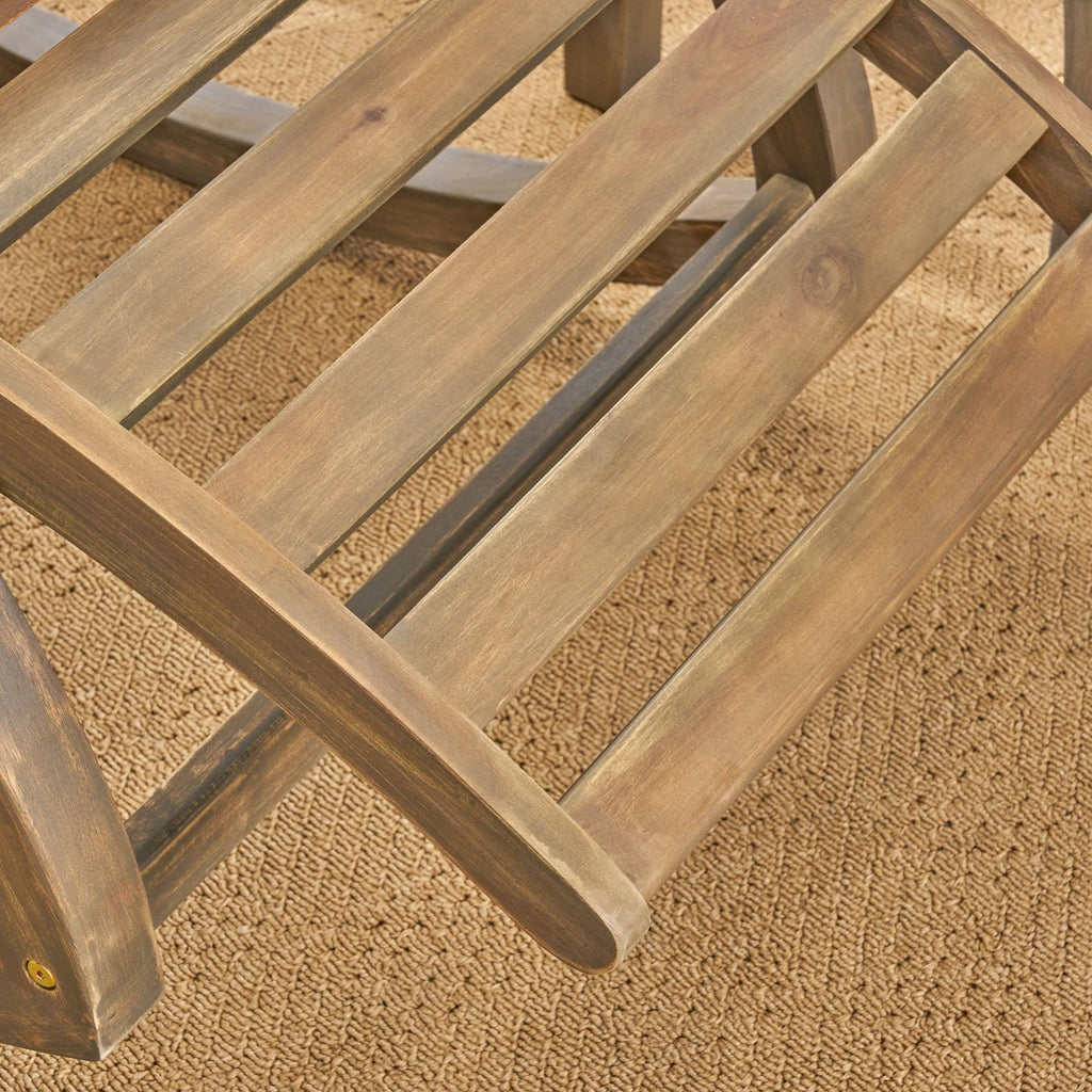 Rustic Acacia Wood Recliner Rocking Chair with Side Table D2410