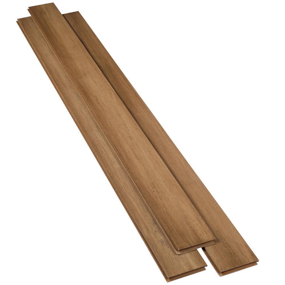 Hand Scraped Strand Woven Almond Bamboo Flooring O2994