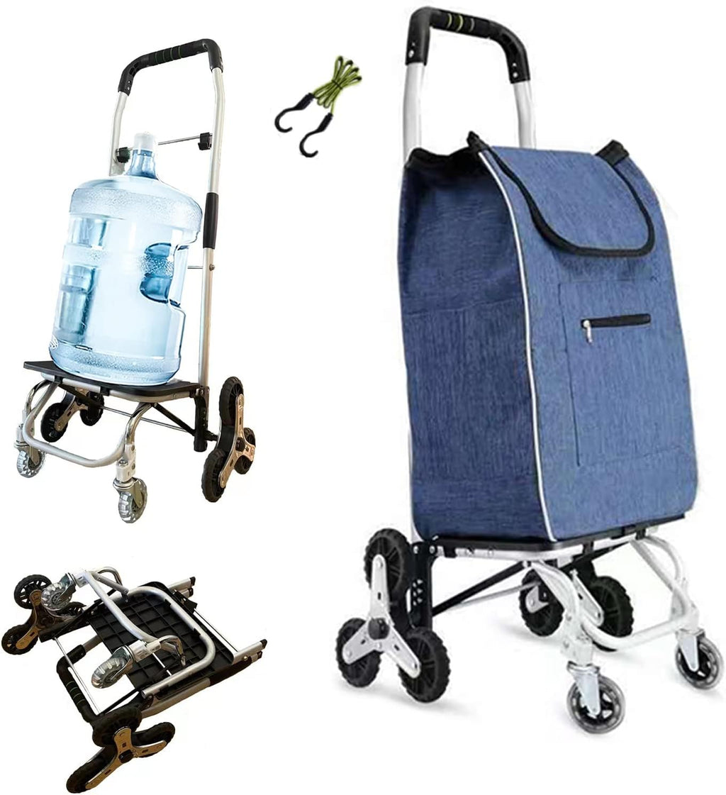 Foldable Cart with Aluminum Frame, Waterproof Canvas, 8 Wheel, Navy Blue, Pack of 2 X21725
