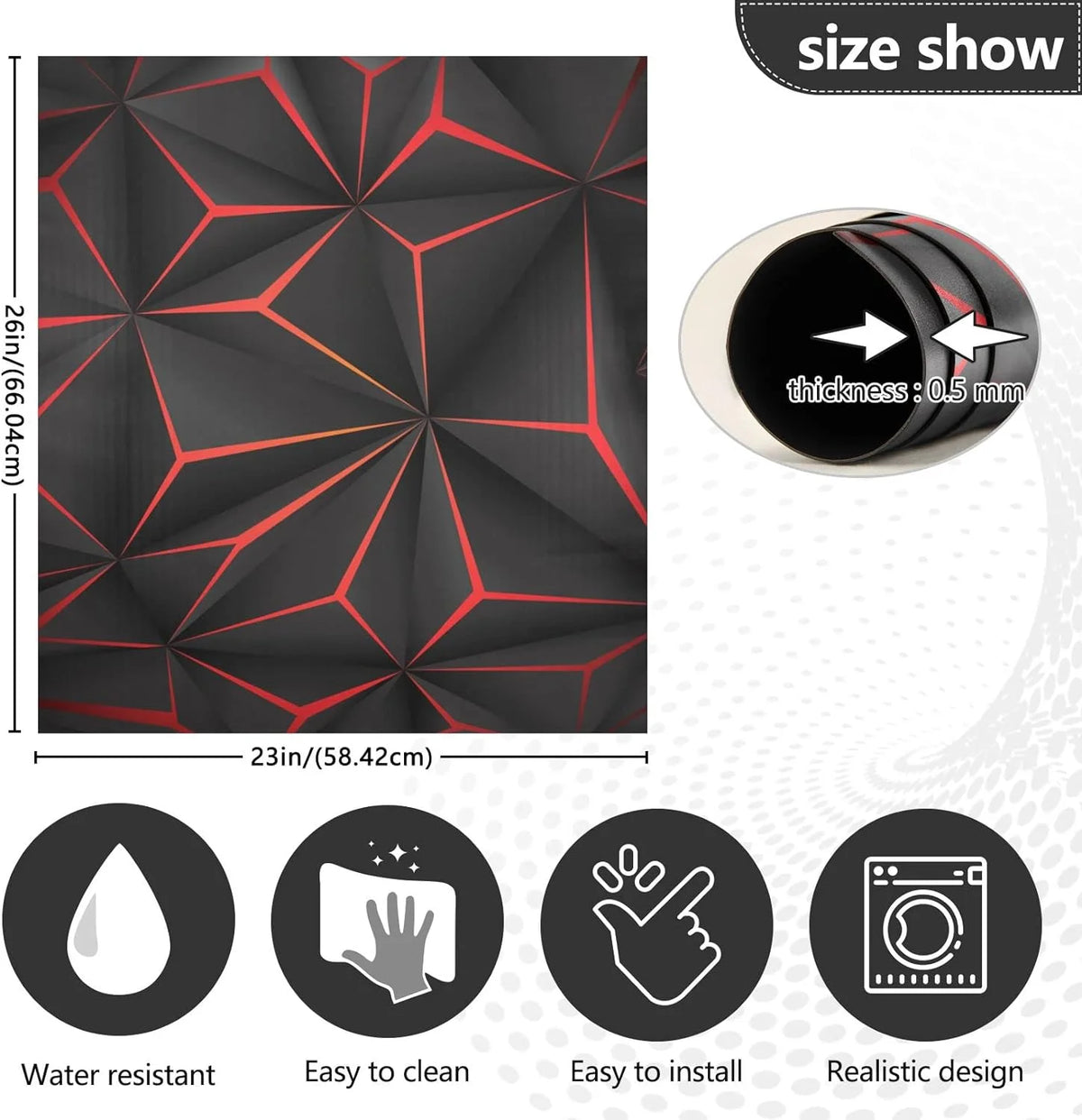Black 3D Geometric Dishwasher Magnet Sticker X1471