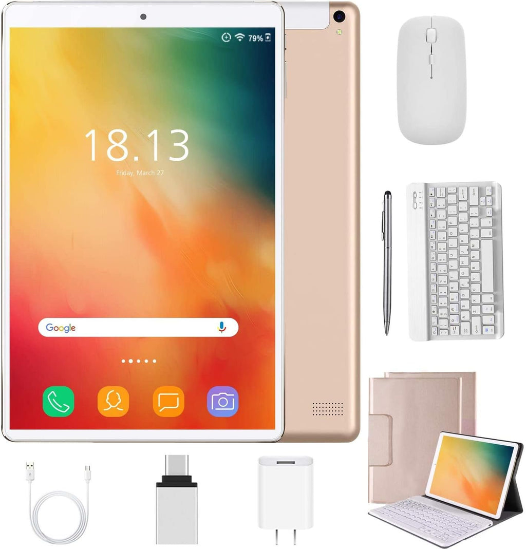 2 in 1 Tablets 10 Inch with Wireless Keyboard Case, 4GB RAM 64GB ROM, Gold C787971