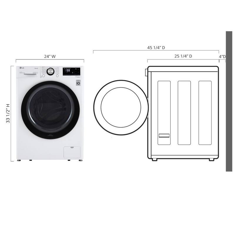 24 in. W 2.4 Cu. Ft. Compact Stackable Smart Front Load Washer in White with Steam D849150