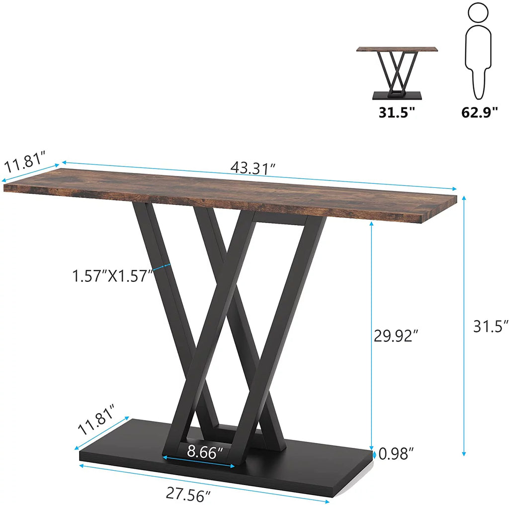 Rustic Brown Industrial Console Table F200
