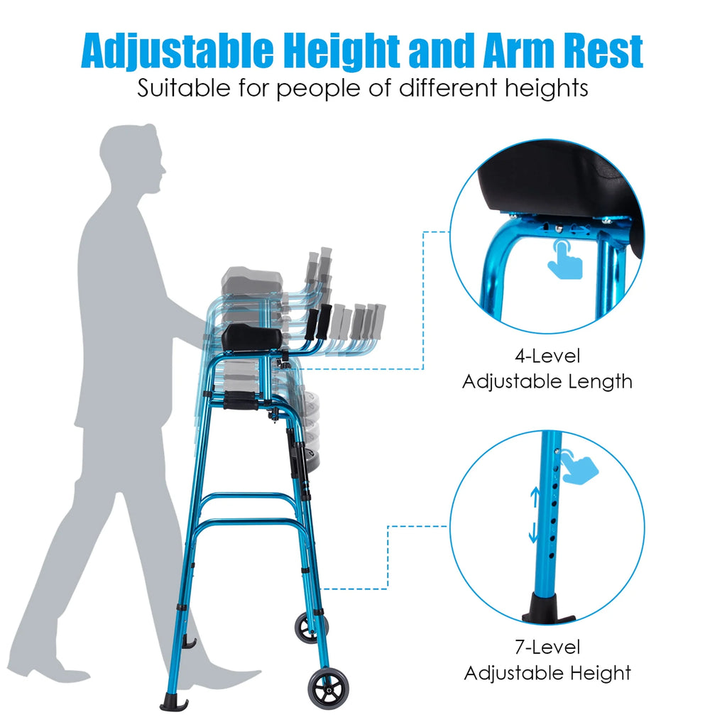 Folding Aluminum Alloy Walker with Armrest Support T948