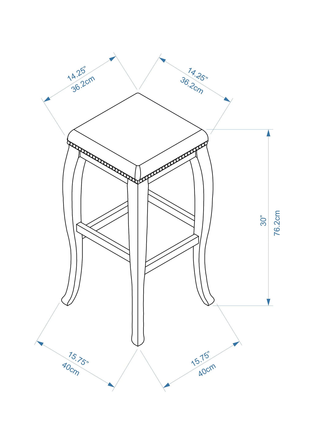 Backless Wood Bar Stool, 30" Seat Height E51837