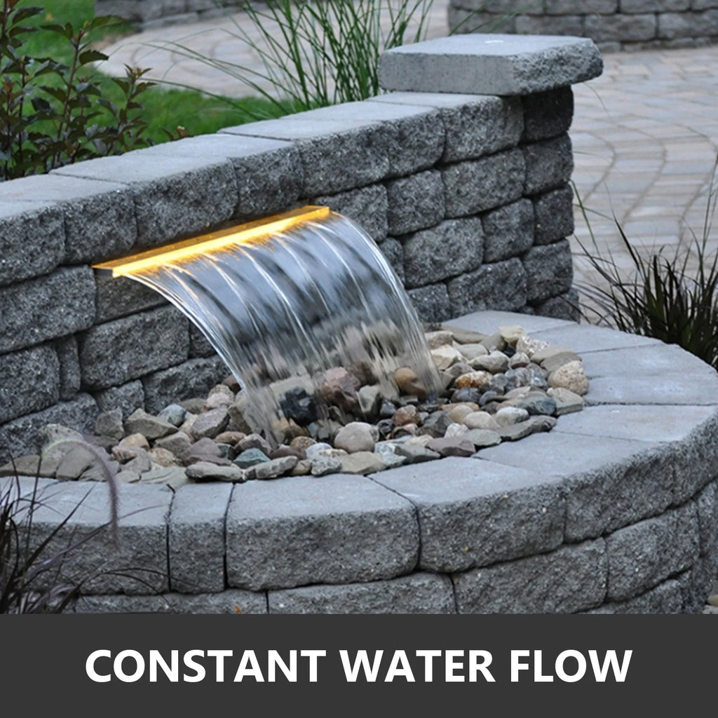 Stainless Steel Pool Waterfall with LED Strip Light P607063
