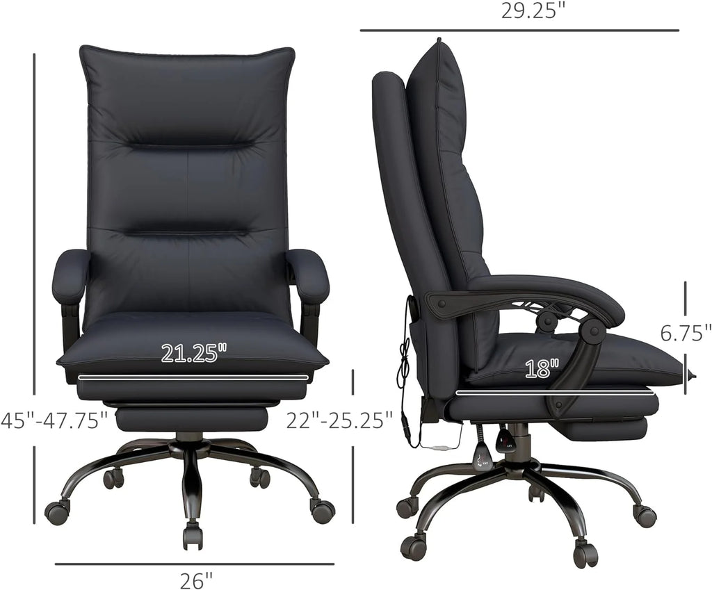 Charcoal Gray Heated Reclining Massage Office Chair with Footrest T90030