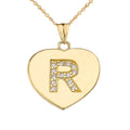 14K Yellow Gold Heart Pendant Necklace with 18" Chain G614
