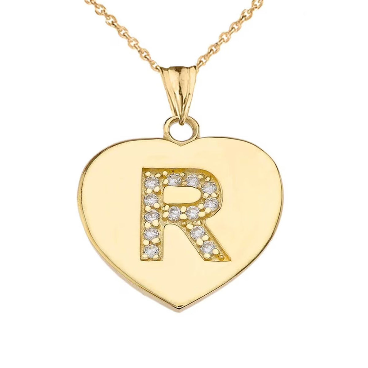 14K Yellow Gold Heart Pendant Necklace with 18" Chain G614