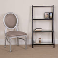 2 Pk. King Louis Chair with Taupe Vinyl Back and Seat and Silver Frame Q277129