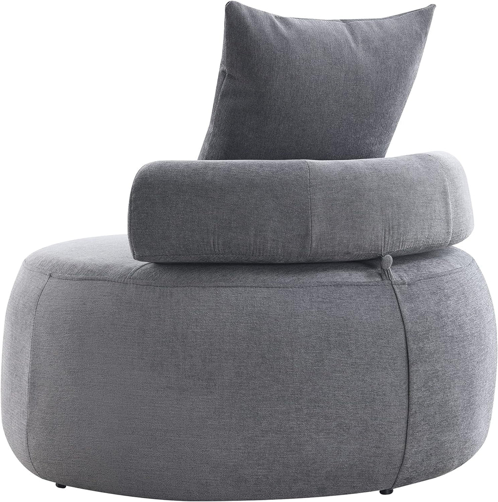 Light Gray Accent Barrel Chair with Pillow F540063
