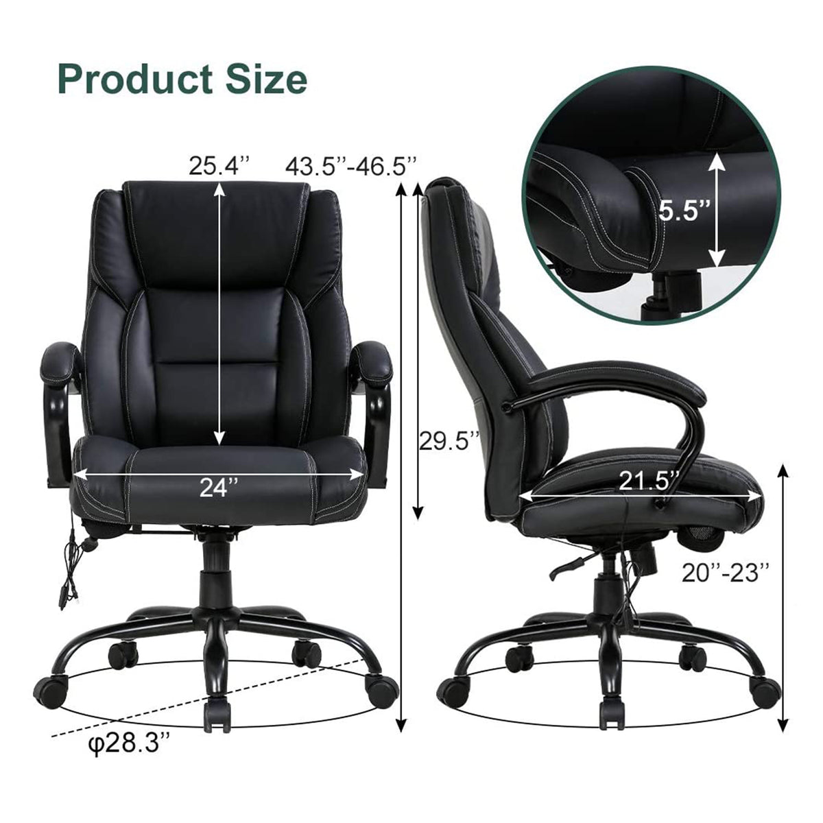 Black High Back PU Leather Executive Office Chair D59085