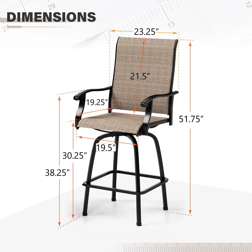 2 Pcs Outdoor Swivel Metal Bar Stools Z6297