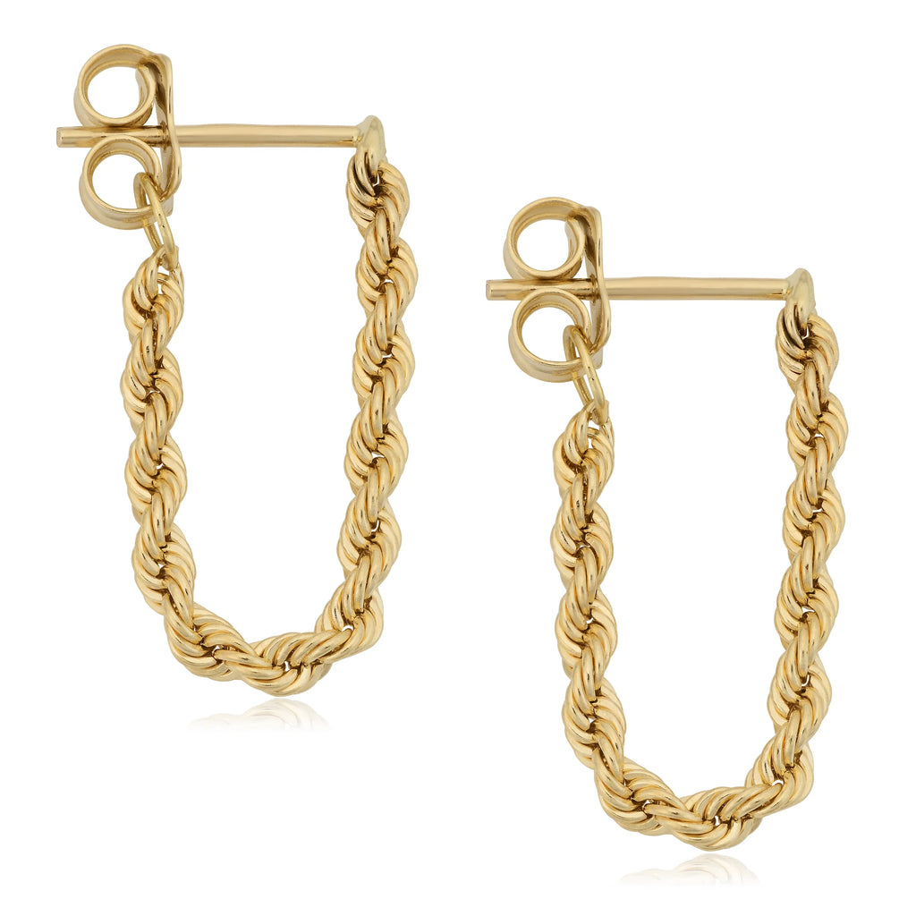 10k Yellow Gold Rope Chain Earrings H532978