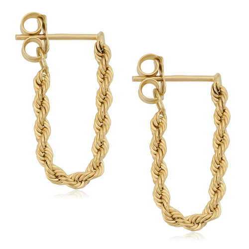 10k Yellow Gold Rope Chain Earrings H532978