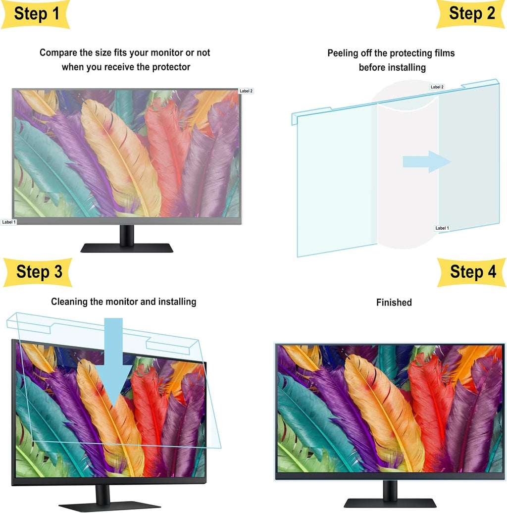 24 Inch Blue Screen Protector for Computer Monitor, Pack of 2 V17660