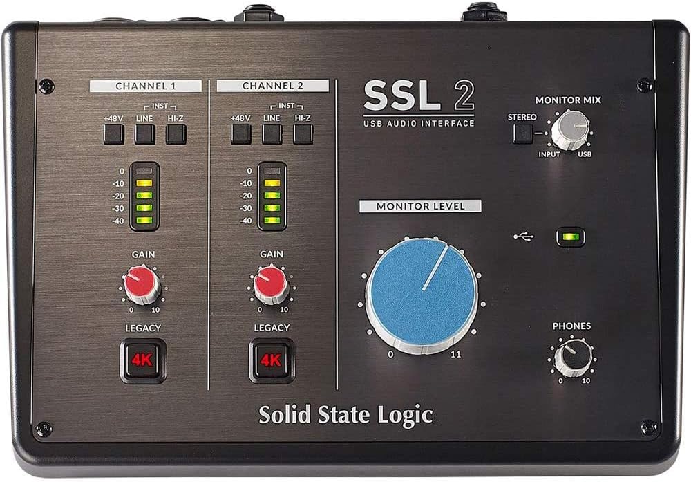 SSL-2 Desktop USB Type-C Audio Interface Bundle with Headphone, MIDI Cable & XLR Cable L794