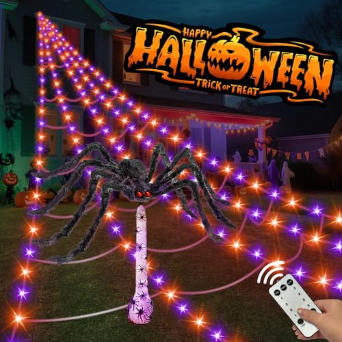 16.4 x 15.7 Ft Prelit Halloween Spider Web Net Lights with Timer Z924
