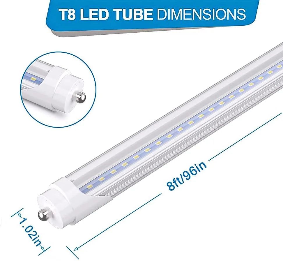 T8 LED Tube Light 8ft Fa8, 45W 5000K, 8-Pack C38087