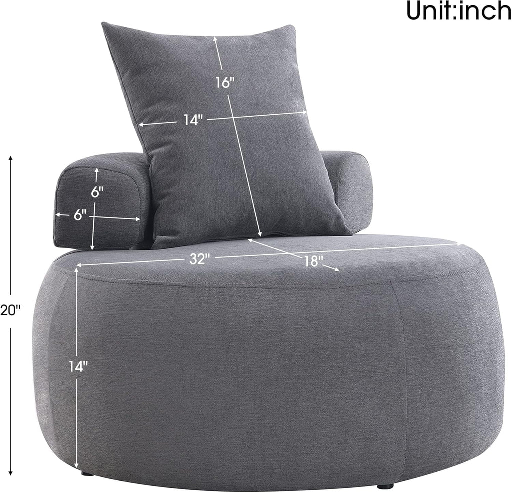 Light Gray Accent Barrel Chair with Pillow F540063
