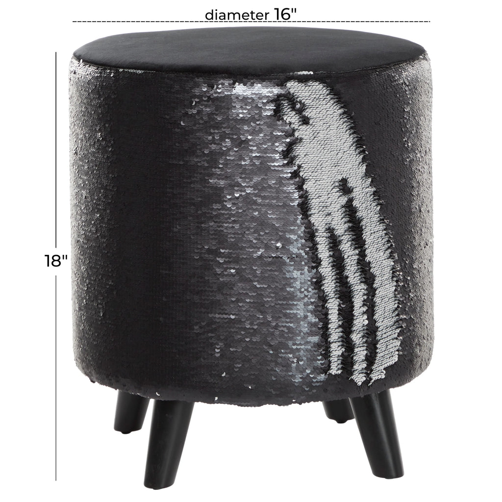 Black Wood Stool 18" E2789