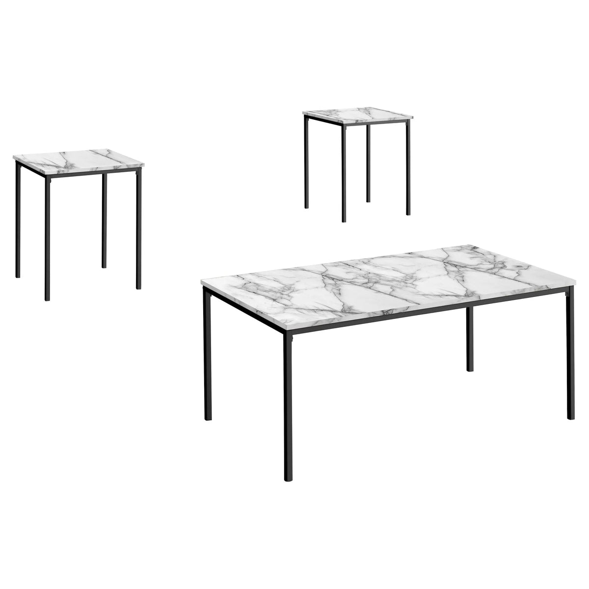 White and Black 3 Piece Coffee Table Set S71282