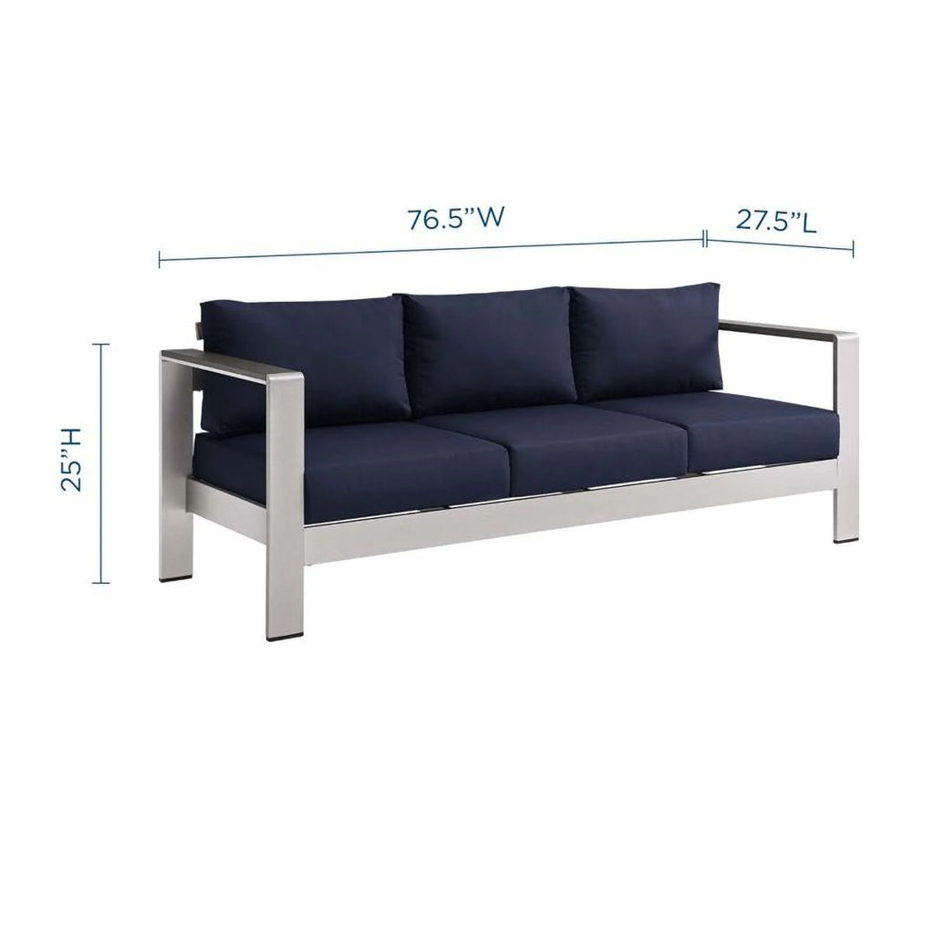 Aluminum Patio Sofa in Silver Navy E619634