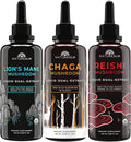 Lion's Mane, Reishi, & Chaga Mushroom Extract Organic Liquid Drops 50 mL (3 Pack) C87004