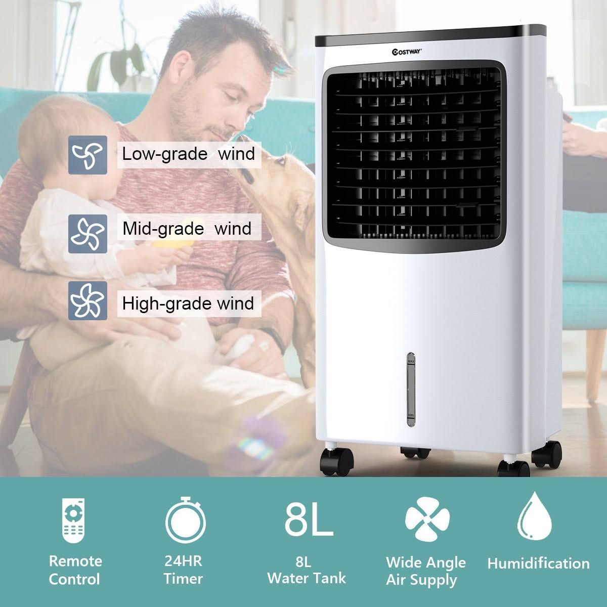 Black Portable Cooler Fan with Remote Control K97199