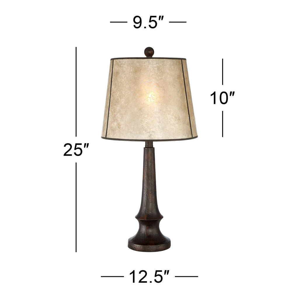 Rustic Table Lamp Aged Bronze Mica Drum Shade W2219