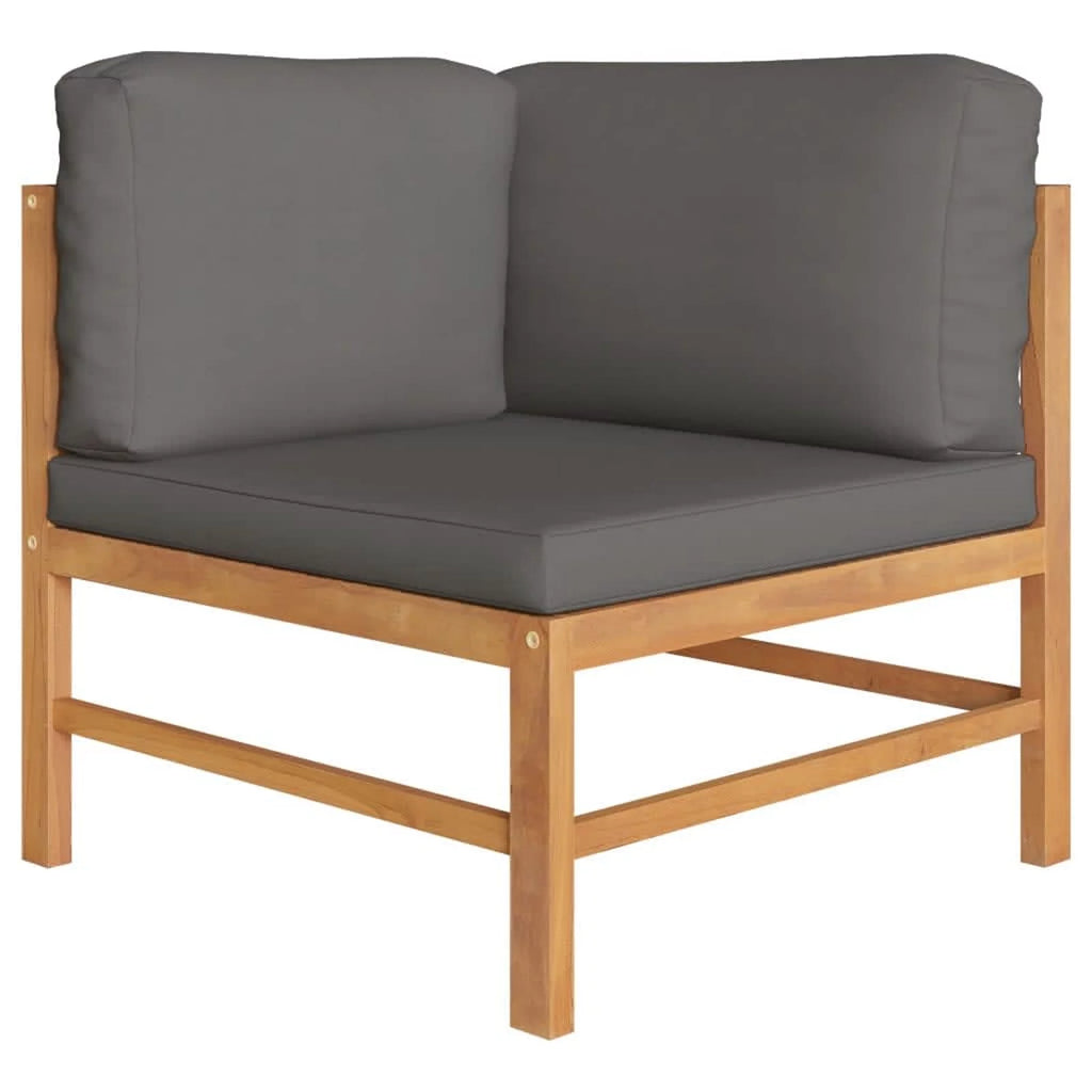2 pcs Dark Gray Cushions Solid Teak Wood Corner Sofas P608