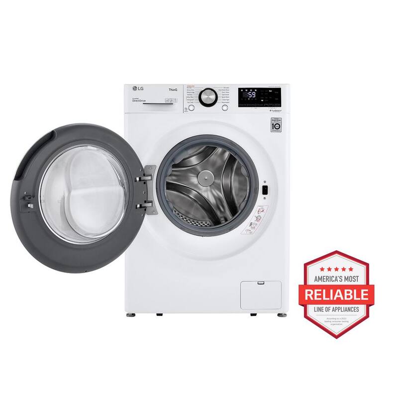 24 in. W 2.4 Cu. Ft. Compact Stackable Smart Front Load Washer in White with Steam D849150