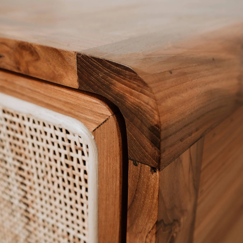 Solid Wood Vintage Teak Nightstand H832