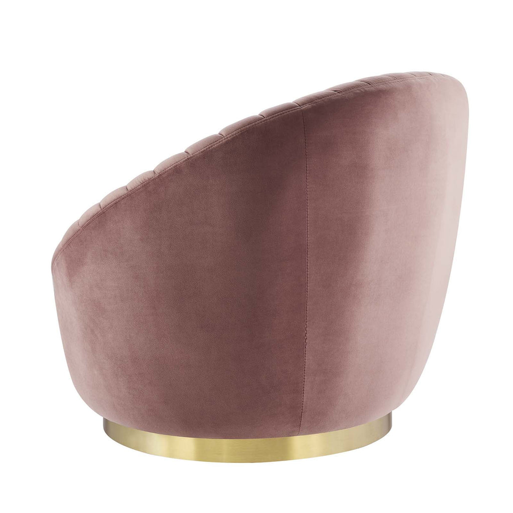 Pink Gold Velvet Swivel Accent Chair Q608373
