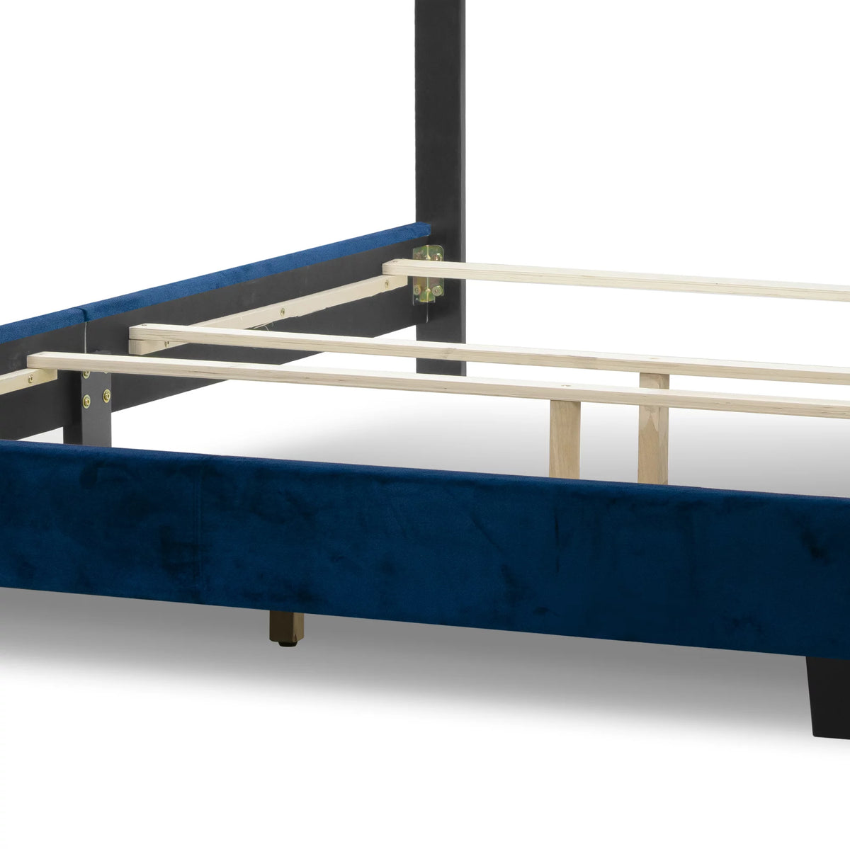 Blue Fabric Queen Bed with Button Tufting T370