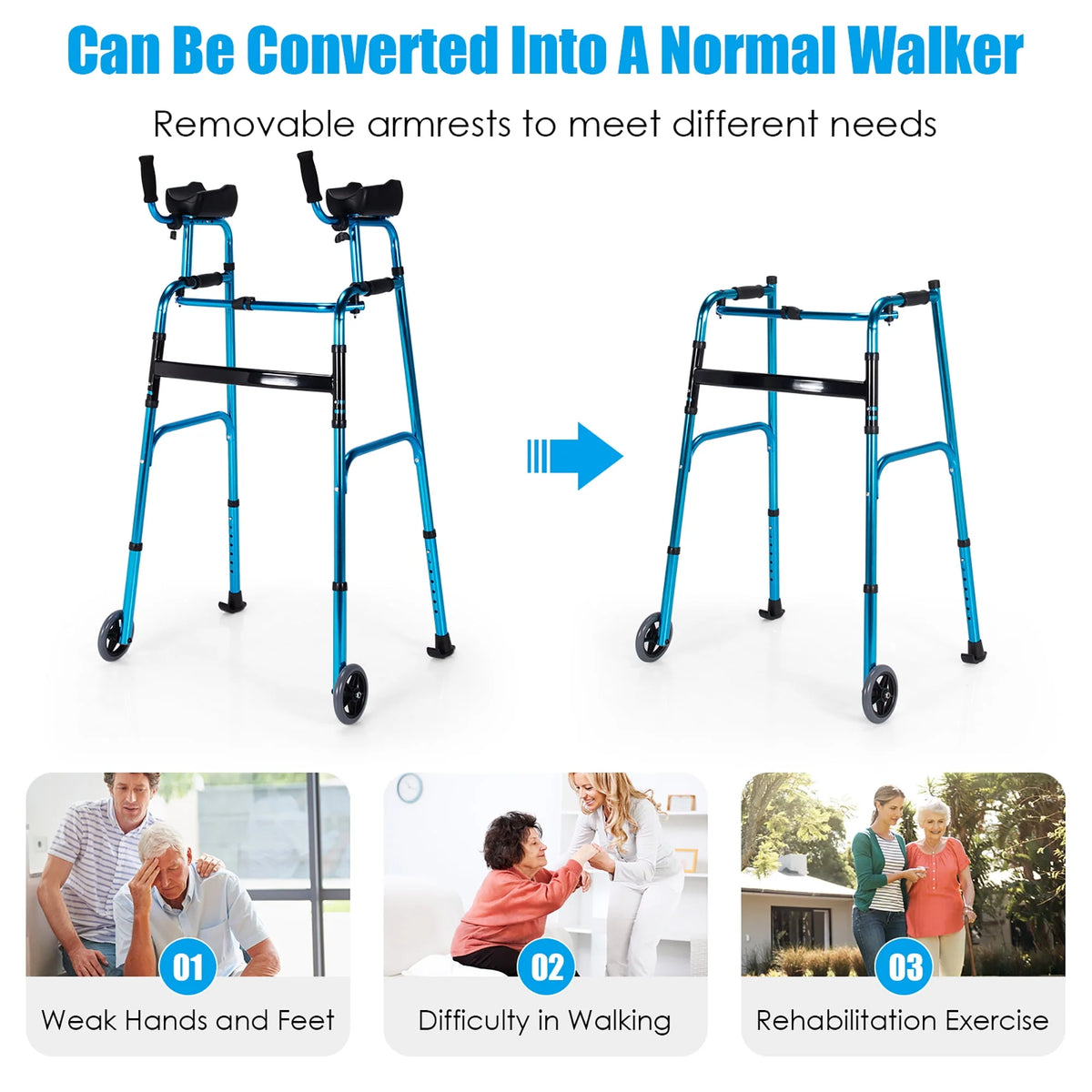 Folding Aluminum Alloy Walker with Armrest Support T948