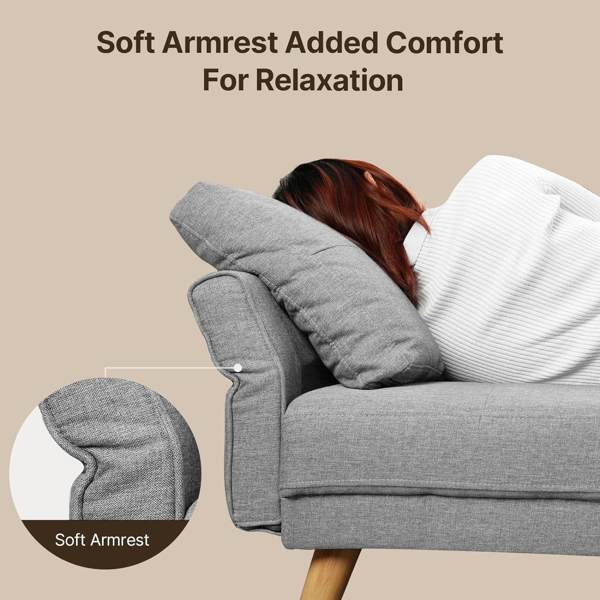 Gray 2-Seater Sofa with 3 Pillows D7035