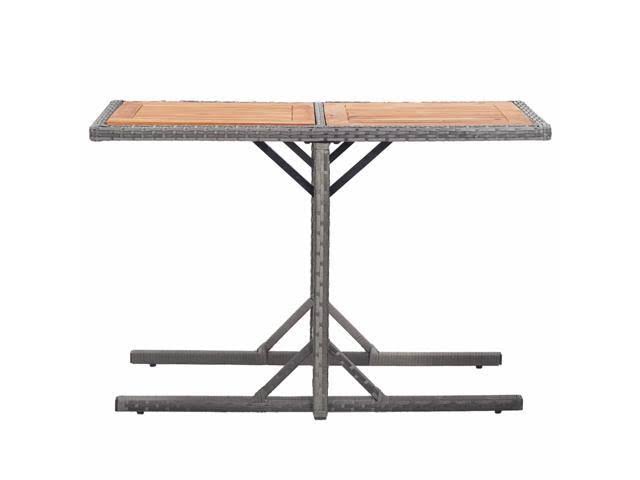 Anthracite Poly Rattan and Solid Acacia Wood Garden Table A4701